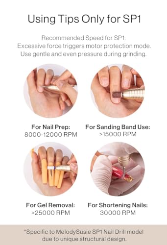 MelodySusie Portable Nail Drill,Professional 30000 RPM Cordless Electric Nail File for Acrylic Gel Nails,SM220E Rechargeable E-file Set Manicure Pedicure Tool with Nail Drill Ceramic Bit,Sanding Bands