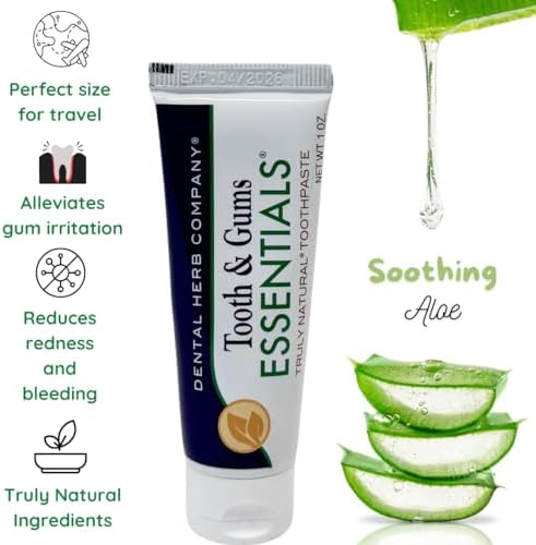 Dental Herb Company - Tonic Mouthwash and Essentials Toothpaste Travel Kit - Made with Pure Essential Oils to Relieve Bad Breath, Bleeding, and Irritated Gums. 2 oz. Mouthrinse - 1 oz. Toothpaste