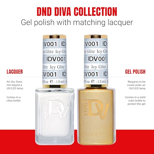DND Gel Diva Polish Set, Mirrorball Collection, UV/LED GelPolish and Air Dry Nail Lacquer, Matching Chip-Free Polish Duo, 0.5 Fl Oz Each