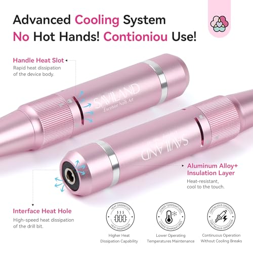 SAVILAND Professional Nail Drill 40000 RPM: Portable Diamond Nail Drill Kit Rechargeable 4000 mAh Electric Nail File for Thick Acrylic Nails with Ceramic Nail D rill Bits Sanding Bands Nail Tech Salon