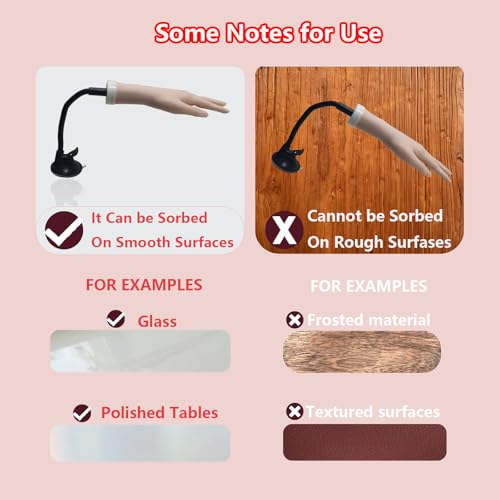 Practice Hand for Acrylic Nails, Realistic, Silicone, Fake Hand with Strong Suction Cup, Nail Practice Hand with Acrylic Nails and Jelly Gel, Realistic Mannequin Hand