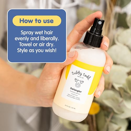 TUBBY TODD Hair Detangler Spray for Kids - Hair Detangling Spray with Baobab & Coconut Oil - Gentle & Moisturizing Kids Hair Detangler Spray - 8.5oz, 2 Pack - Lemon Crème