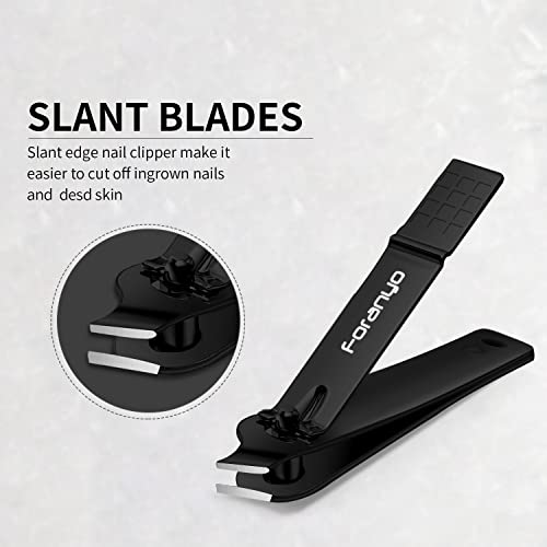 Nail Clippers,3 Piece Toenail Clippers Fingernail Clipper Nail Clippers for Men Women Adult, Nail Cutter Nail Clippers Set for Thick Toenails & Nails Black-no Case