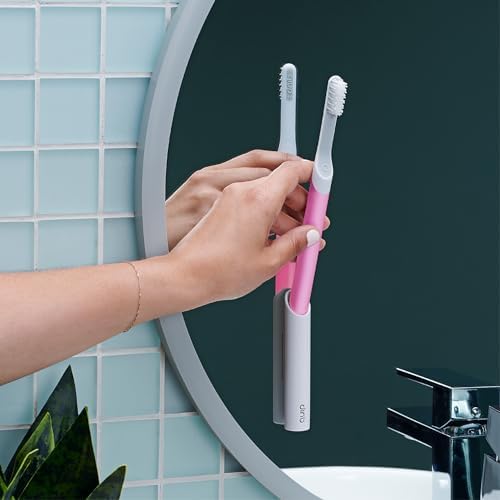 Quip Sonic Toothbrush for Adults with Timer - Includes Extra Brush Head and Travel Cover Mount - Electric, Soft Bristle Refill Head, Plastic Handle, 3 Month Battery Life - Travel Toothbrush - Magenta