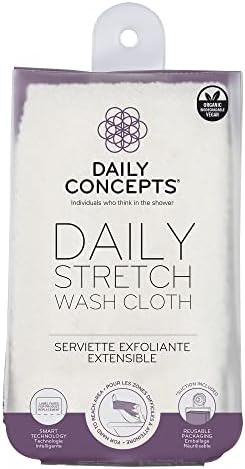 DAILY CONCEPTS - Daily Stretch Wash Cloth Reusable Packaging for Whole Body Exfoliation, Stretches Upto Three Times its Size, Vigorous Texture Safe for All Skin Types 68g…