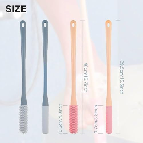 Toe Gap Cleaning Brush, Upgrade Long Handle Silicone Toe Crevice Soft Rubber Cleaner, Exfoliating Brush in Shower, Soft Cleaning Bath Brush Feet Cleaner Scrub Foot Care for Seniors, Elderly (Gray)