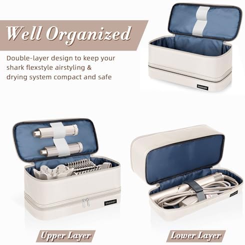 Double Layer Storage Case For Shark Flexstyle, Travel Carrying Case For Shark 430/440 Flexstyle, Organizer Bag For Shark Flexstyle/Dyson Airwrap Styler Attachments