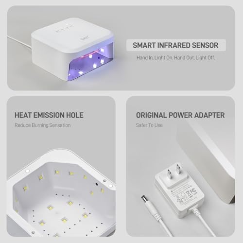 GAOY UV Light for Gel Nails, Professional Nail Dryer with Infrared Sensor and 3 Timers, Fast Curing Lamp for Salon and Manicure Art at Home, White