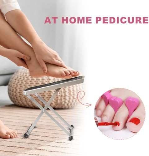 Pedicure Foot Rest, Adjustable Foot Stand with Non-Slip, Toe Separator - Easy at Home, No More Bending or Stretching, Beauty Pedicure Kit (Black)
