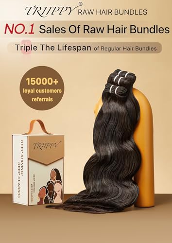 TRIIPPY Raw Cambodian Human Hair Bundles,Body Wave Bundles,Triple Lifespan Than Regular Virgin Hair,The Same Quality As Boutique Stores,No.1 Raw Hair Brand On Amazon(3 Bundles,16 18 20 Inches)