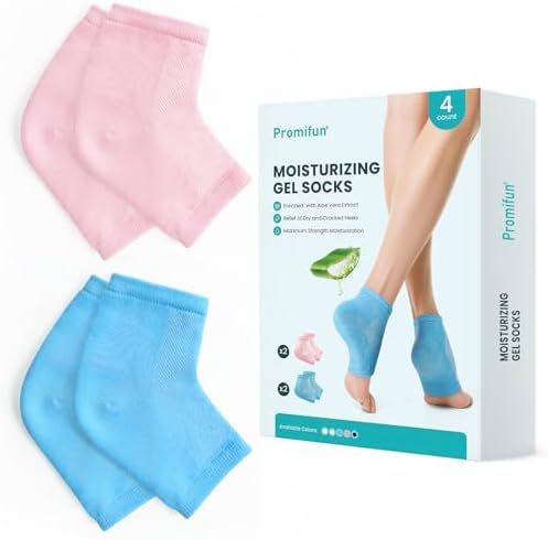Moisturizing Heel Socks for Cracked Heel Treatment - Promifun 2 Pairs Moisturizer Socks for Dry Cracked Feet - Cracked Heel Repair - Heel Socks for Women & Men (Blue & Pink)