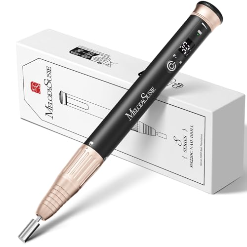 MelodySusie Portable Electric Nail Drill 30,000RPM, SM220G Cordless Rechargeable Electric Nail File, Professional Efile Manicure Pedicure Polishing Tool with Bits Sanding Bands Kit, Black