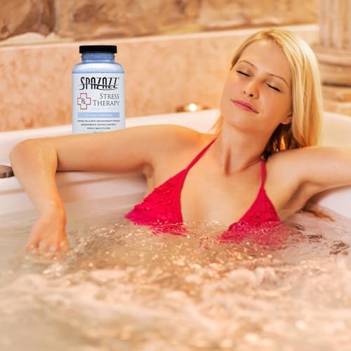 Spazazz Rx Stress Therapy Natural Spa & Bath Salt Aromatherapy Crystals- 2 Pack 19oz De-Stress - Calming & Relaxing Natural Aroma & Magnesium Mineral Bathing Salts - Safe for Your Hot Tub