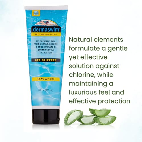 Pre-Swim Lotion for Chlorine Protection – 8 fl oz | 97.5% Natural & Paraben-Free | Vitamin-Enriched with Aloe & Green Tea | Shields & Moisturizes Skin Before Swimming in Pools or Hot Tubs
