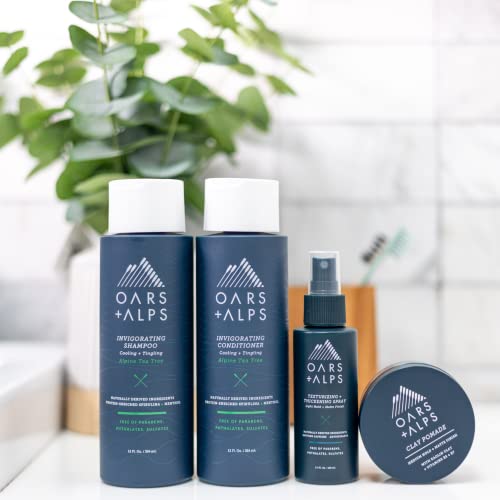 Oars + Alps Clay Hair Pomade for Men with Biotin, Kaolin Oil, Bentonite Clay, Jojoba Oil, Vitamin B7 & B5, Promotes Hair Growth, Medium Hold, Matte Finish, Reduces Frizz, 2.4oz