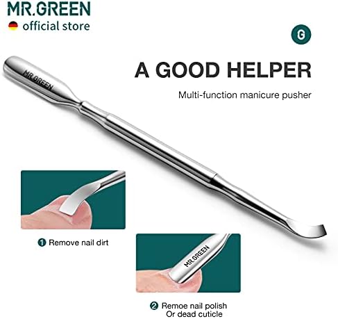 MR.GREEN Cuticle Nippers Nail Manicure Scissors Cuticle Clippers Trimmer Dead Skin Remover Stainless Steel Cutters Beauty Tool With Pusher (Mr-1028+Pusher)