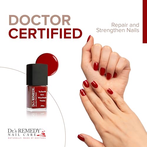 Dr’s Remedy Enriched Nail Polish: Non Toxic, All Natural, and Organic - Doctor Formulated: Strengthens, Restores, Heals, and Protects '24-Free' - RESCUE Red