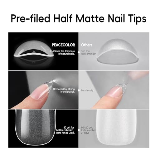 PEACECOLOR Gel Nail Kit Almond, 240Pcs Almond Clear Nail Tips with Portable U V Light, 2pc Pink Nude Jelly Gel Polish with Nail Glue Top Coat Easy Nail Extension Set DIY Nails Art Gift for Women