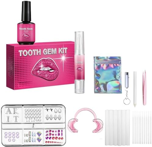 DIY Teeth Gem Kit with Shiny Crystals - Fashionable Dental Jewelry Set for Adults, Self-Apply Crystal Gems & Tools (Teeth Decor Kit)