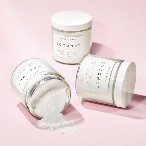 HERBIVORE Coconut Milk Bath Soak | Deeply Hydrating + Skin Softening, Soothing Light Coconut Scent, Vegan, Plant-Based, 237 mL / 8 oz