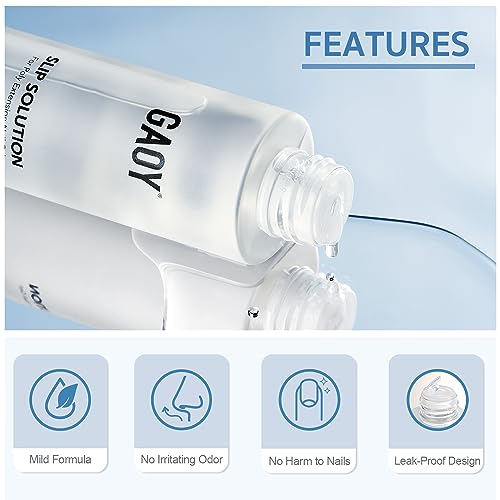 GAOY Slip Solution Kit for Poly Gel Nails, 145ml Nail Extension Gel Liquid Solution, Anti-stick Gel Solution with Brush and Dual Forms for Nail Art DIY