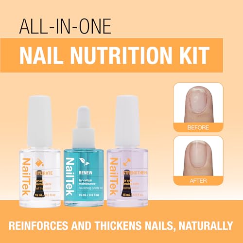 Nail Tek Recovery Kit – Nail Repair for Damaged Nails, Hydrate, Renew, & Strengthen Nails Treatment, Made in USA, 0.5 fl oz each
