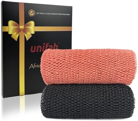 African Net Sponge Real African Exfoliating Net Bath Sponge Wash Cloth Exfoliating Washcloth African Net Cloth Body Scrubber for Shower Pink and Black