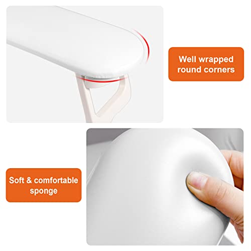 Nail Arm Rest, Foldable PU Leather Nail Hand Rest For Manicure, with Soft Nail Mat for Table, Soft Hand Rest for Acrylic Nails/Nail Hand Pillow for Manicure Salon Use-white
