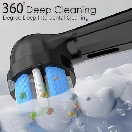 6PCS Oral B iO Toothbrush Head Replacements Compatible with Oral B IO 2/3/4/5/6/7/8/9/10 Series Electric Toothbrushes,Round bristles Cleans Deep and Protect Teeth and Gums, Black