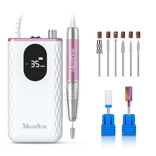 MelodySusie Nail Drill Professional 35000 RPM, Rechargeable Nail File for Nails Gel Polishing Removing, Fast Heat Dissipation & Low Noise, Portable E file for Manicure Pedicure at Home & Salon, MM400D