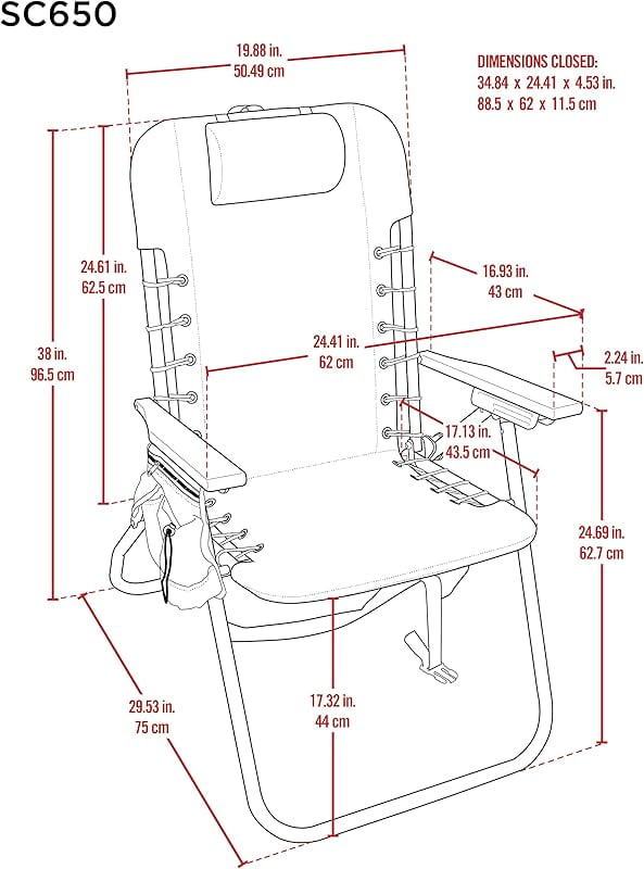 2-Pack Hi-Boy 17" Seat Height 4-Position Lace-Up Suspension Folding Backpack Beach Chair