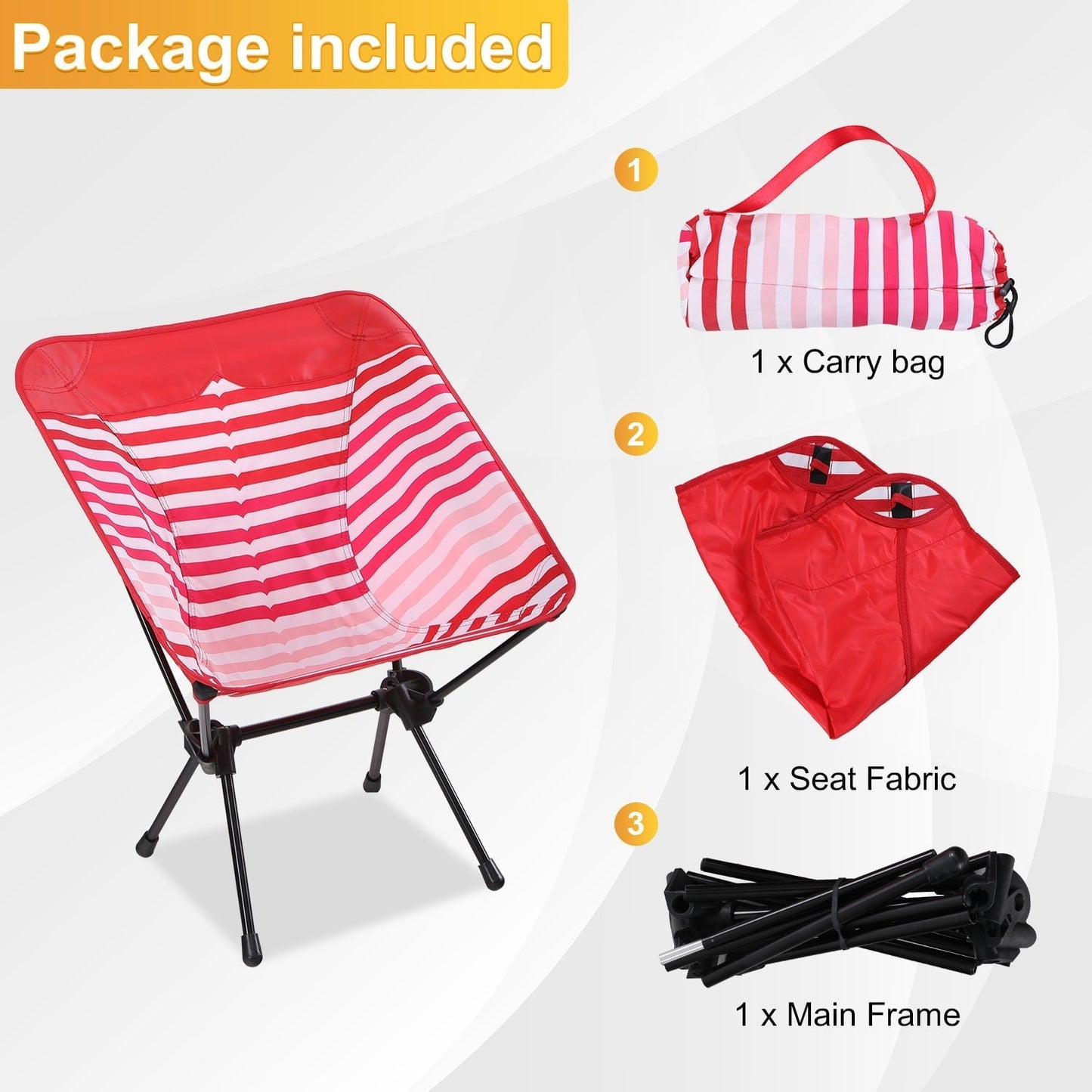 Sophia & William ultralight Compact Camping Chair Portable Folding Chair with Carry Bag, Red