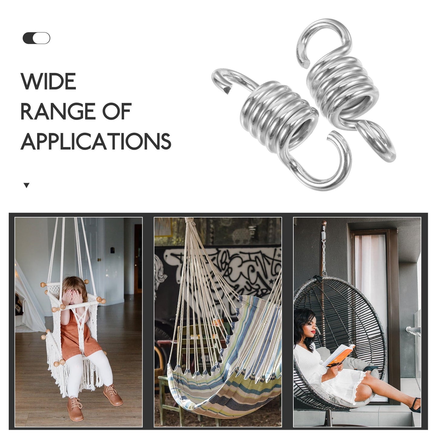 Pawsdot 2Pcs Swing Springs Heavy Duty Replacement Springs for Porch Swing Outdoor Relaxation Setup