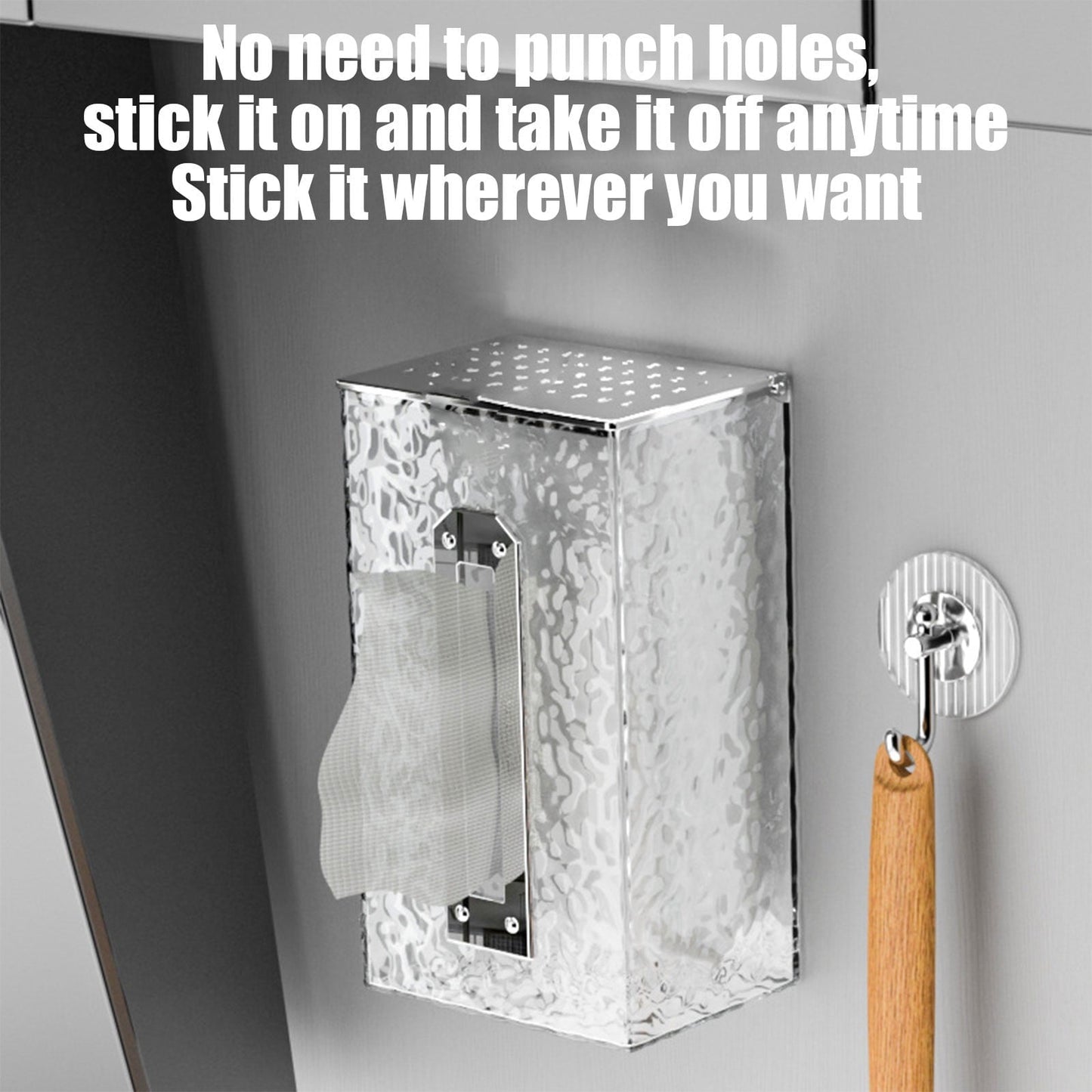 Foqnuq Tissue Box Household Organizer Transparent Plastic Wall Mounted Non-Perforated for Living Room Bathroom Coffee Table Outdoors