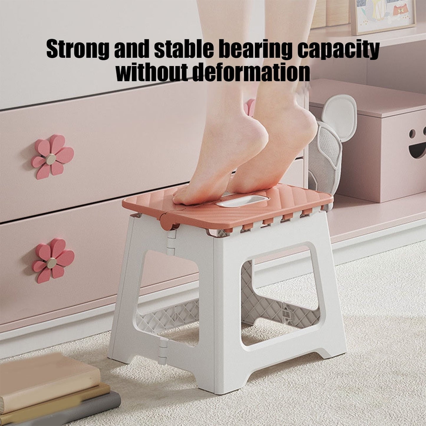 Kraoden Portable Folding Stool, Lightweight Plastic Chair for Outdoor Camping, Home Use, Easy Assembly & Storage, Sturdy, Comfortable Seating with Anti-Slip Base