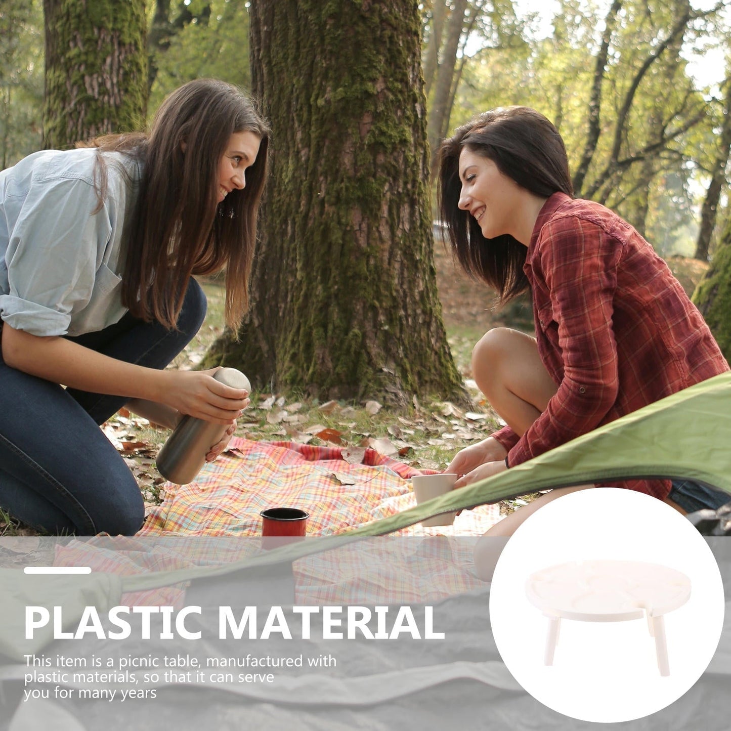 STRANDCHIC Portable Foldable Picnic Table for Home Use Lightweight Plastic White Outdoor Wine Table 27.5 x 16.5 inches