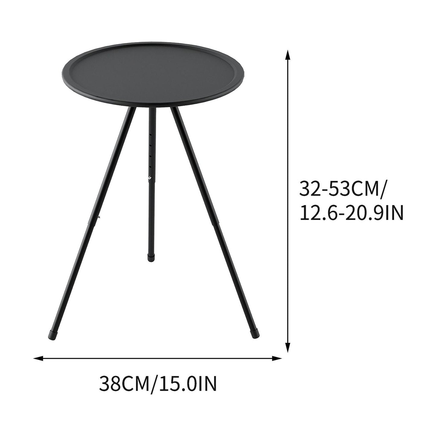 Kieccall Outdoor Folding Small Round Table Portable And Adjustable Camping Table Camping Equipment Picnic Double-layer With Light Rack Coffee Table