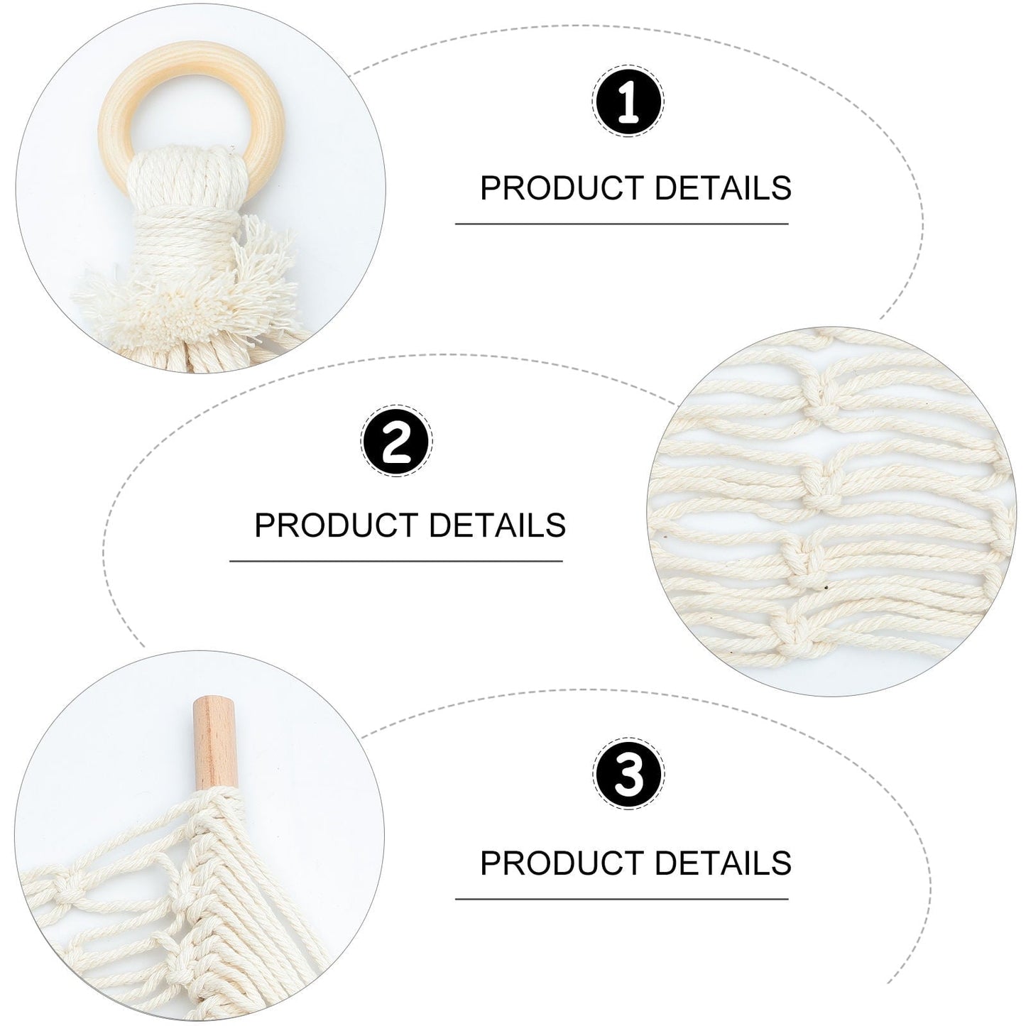 TAILTOSS 1 Set Fruit Hammock for Kitchen with White Cotton and Composite Material