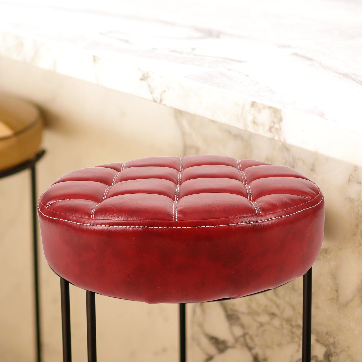 FUEENIRVA Round Stool Pu Seat Comfortable Sitting For Bar Counter 12.58X12.58X2.95In 1Pack
