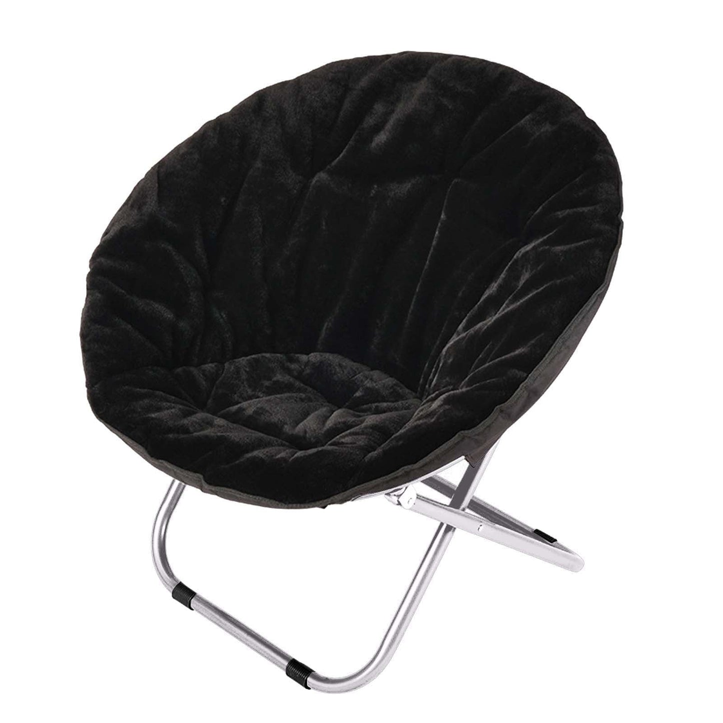 Xssm Folding Chair for Adults Portable Outdoor Lawn Chairs Saucer Chair with Metal Frame Soft Cushion Quiet Seat Enhanced Stability Bedroom Living Rorm Apartments Lounging Courtyard Moon Chair