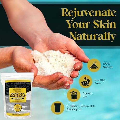 Aromasong Dead Sea Salt for Soaking - Coarse Grain Bath Salt Soak - 19 Lbs Bulk Resealable Pack - Leaves Your Skin Softer Then Epsom Salt