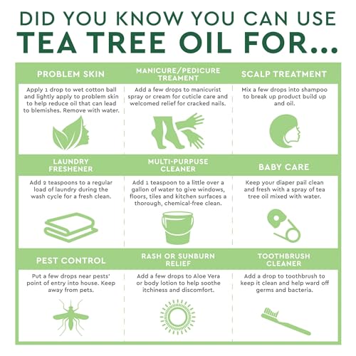 Desert Essence 100% Australian Tea Tree Oil Therapeutic Grade Essential Oil - Skin Cleansing, Clarifying, Soothing - Refreshing Air - Skin Care, Hair Care, Powerful Green Clean - Vegan, Non-GMO - 2oz