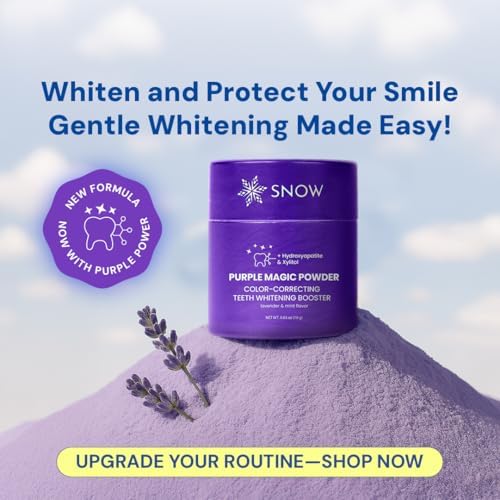 SNOW Purple Magic Powder - Purple Teeth Whitening Powder, Color Correcting with Hydroxyapatite, Stain Removal, Color Corrector, and Toothpaste Booster - 18g