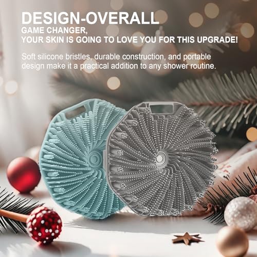 Silicone Body Scrubber Shower Brush Super-Exfoliating Body Brush with Non-Slip Strap, Eco-Friendly Bath Scrubber for Sensitive/All Skin Types, Gentle Massage & Effective Shower Exfoliation