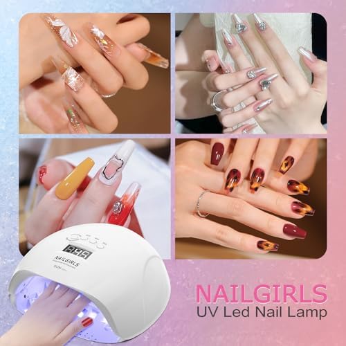 NAILGIRLS 150W UV LED Nail Lamp with Auto Sensor - Fast Curing Gel Polish Acrylic Nail Dryer, UV Nail Light 4 Timer Settings, 36 LED Beads and Automatic Sensor for Home Salon Use