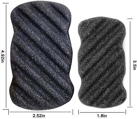 Konjac Body Sponge Set of 4 Bamboo Charcoal Body Facial Sponge Exfoliator Sponge Exfoliating Facial Cleansing for Men Women (4 Pack)