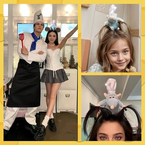 Rat Headband Clip Grabs Hair Rat Plush Toy Mouse Ears Stuffed Animal Costume Props Funny for Adults