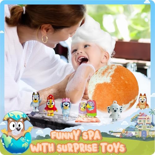 Bath Bombs for Kids: Blue Heeler SleepyTime Bath Bombs with Surprise Inside, Easter Bath Bomb Rich in Natural Essential Oils, Planet Bath Bomb Gift Set for Dry Skin Moisturize, Kid Bath Toys (6 Pcs)