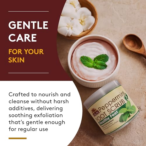 OKAY Peppermint Foot Scrub - Exfoliating Foot Scrub, Foot Exfoliator, Great for Cracked Heels, Pedicures, Dead Skin Remover, Exfoliant for Calluses, Moisturizer for Dry Skin - 6 Oz (Pack of 1)