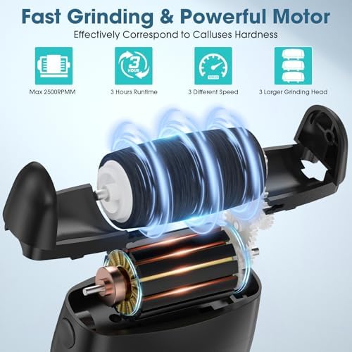 Foot Scrubber Callus Remover for Feet - with Holder & RingLight, Portable Pedicure Kit Foot File Callus Remover, Waterproof Professional Pedicure Tool Foot Care for Deadskin Hard Cracked Dry Skin